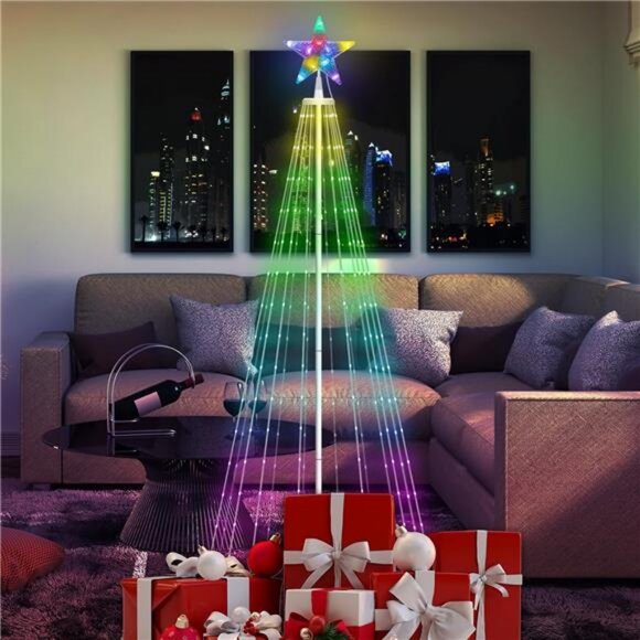 8FT LED Christmas Tree Decorations,355 LED Outdoor Christmas Tree Lights - Picture 6 of 7